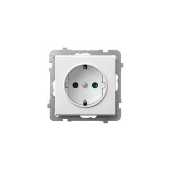 Ospel - SONATA keret nélküli Schuko fali konnektor 230V, fehér GP-1RSP/m/00 kép