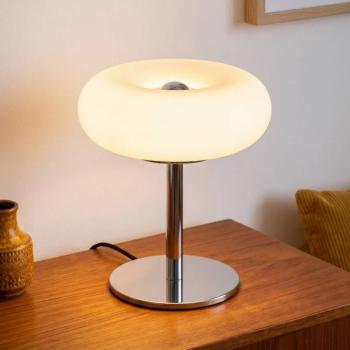 OSRAM Decor Lunea LED asztali lámpa, fehér/króm, Ø 30 cm, CCT dimmelhető kép
