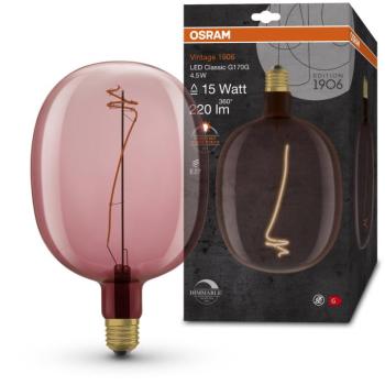 OSRAM Dimmelhető LED Ballon izzó, rózsaszín, E27, 4,5 W, VINTAGE, meleg fehér