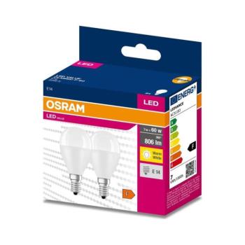 KÉSZLET 2x LED Izzó P45 E14/7W/230V 3000K - Osram 4058075627208 kép