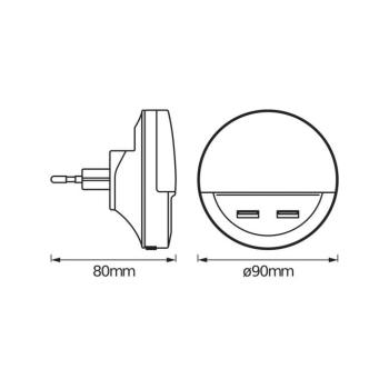 OSRAM LED-es dugaszos éjszakai lámpa LUNETTA USB, fehér, Ø 9 cm kép