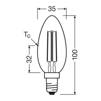 OSRAM LED gyertya izzószál E14 2,2W 827 EEK A 3 db-os kiszerelésben kép