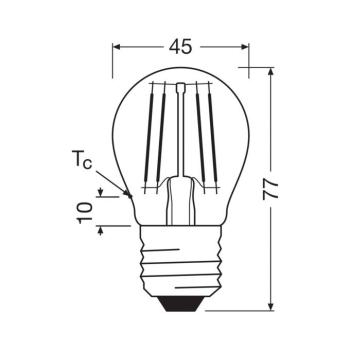 OSRAM LED izzó csepp E27 1.2W izzószál 4000K 255lm kép
