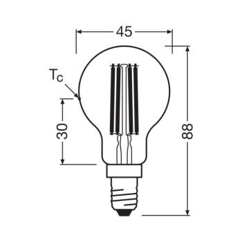 OSRAM LED izzó csepp izzószál E14 2.2W 4000K 470lm kép