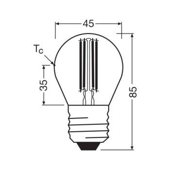 OSRAM LED izzó csepp izzószál E27 2.2W 2700K 470lm kép
