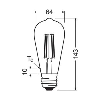 OSRAM LED izzó Edison E27 3.8W izzószál 4,000K kép