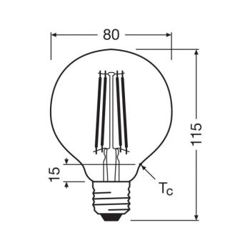OSRAM LED izzó Globe G80 E27 2.2W izzószál 2,700K kép