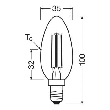 OSRAM LED izzó gyertya izzószál E14 2.2W 4000K 470lm kép