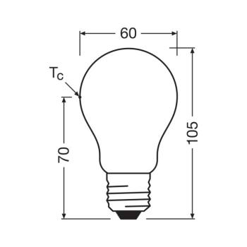 OSRAM LED izzó matt E27 2.2W 2700K 470lm dim kép