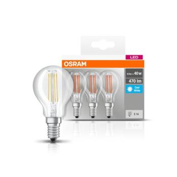 OSRAM LED lámpa E14 P40 4W izzószál 840 470lm 3db kép