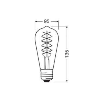 OSRAM LED Vintage 1906 Edison, arany, E27, 7 W, 2200 K, dim. kép