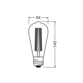OSRAM LED Vintage 1906 Edison, szürke, E27, 11 W, 818, dimmelhető kép