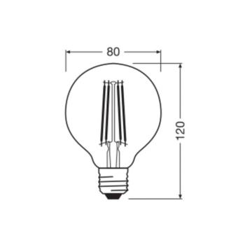 OSRAM LED Vintage 1906, G80, E27, 7,2 W, arany, 2400 K, dim. kép