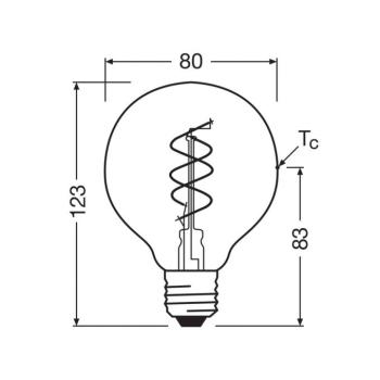 OSRAM LED Vintage G80 E27 4,9W 922 spirál izzószál arany halványított kép