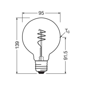 OSRAM LED Vintage G95 E27 3,4W 827 spirál izzószál arany OSRAM LED Vintage G95 kép