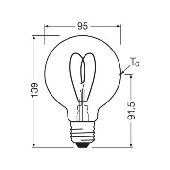 OSRAM LED Vintage G95 E27 4,9W 922 szív izzószál arany halványított kép