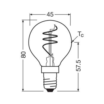 OSRAM LED Vintage P40 P40 E14 4,9W 922 spirál izzószál arany halványított kép