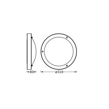 OSRAM mennyezeti lámpa BATHROOM, fekete Ø 31 cm fém/üveg IP44 kép
