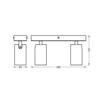 OSRAM OCTAGON mennyezeti spotlámpa, fehér, 2 izzós, GU10-LED 927 dimmelhető