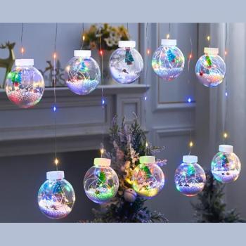 Összefűzhető karácsonyfás gömbök, LED fényfüzér, 3m, 8mód, 4szín, 10gömb kép