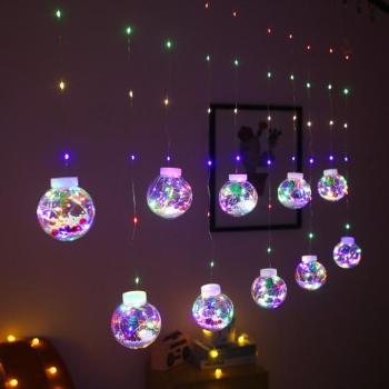 Összefűzhető Snowman/Hóember gömbök, LED fényfüzér, 3m, 8mód, 4szín, 10gömb kép