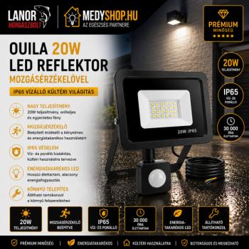 OUILA 20W LED reflektor mozgásérzékelővel IP65 vízálló kültéri világítás – fekete (KE22-707) kép