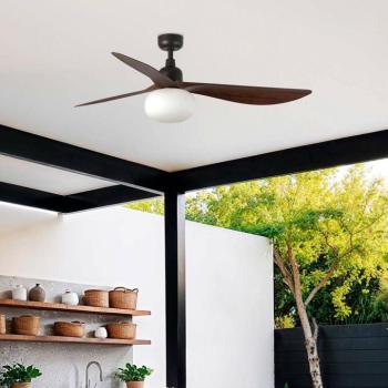 Outwood mennyezeti ventilátor világítással, barna, egyenáramú, csendes, Ø150 cm
