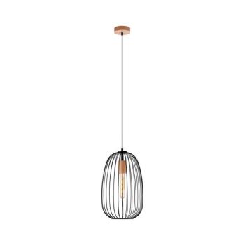 OVELLA kábeles függeszték 1xE27/15W/230V, átm. 25 cm, fekete/fenyő W-KM 1367/1 BK+DS kép