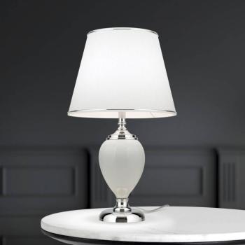 Ovum asztali lámpa, fehér/króm, magasság 48 cm, kerámia/cintz kép
