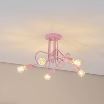 Oxford mennyezeti világítás, világosrózsaszín, Ø 47 cm, fém, 5 izzós kép