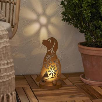 Oxidog LED-es napelemes díszlámpa, magasság 33 cm, rozsda színű, IP44 kép