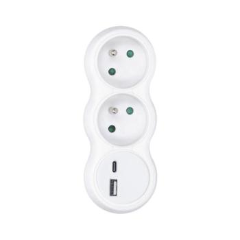 P100USBC - Elosztó konnektor USB A+C töltővel 2x10A fehér P100USBC kép