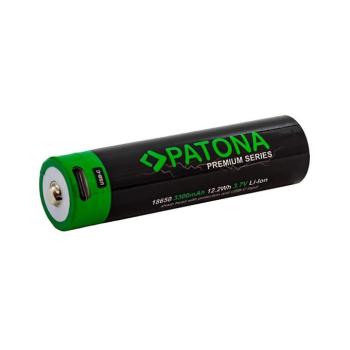 PATONA - Akkumulátor 18650 Li-lon 3350mAh PREMIUM 3,7V -val USB-C töltő PT6525 kép