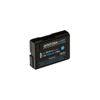 PATONA - Akkumulátor Nikon EN-EL14/EN-EL14A 1030mAh Li-Ion Platinum USB-C töltő PT1400 kép