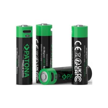 PATONA - KÉSZLET 4x Akkumulátor AA/LR6 Li-Pol 2000mAh 1,5Vs -val USB-C töltő PT1410 kép