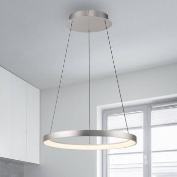 Paul Neuhaus LED-es függőlámpa Hoop, alumínium színű, Ø 57cm, dimmelhető kép