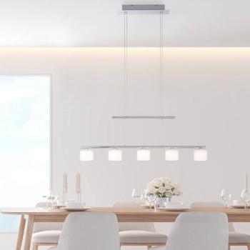 Paul Neuhaus LED-es függőlámpa Hydra, acél színű, üveg, 80cm