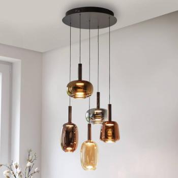 Paul Neuhaus LED-es függőlámpa Irides, Ø 55 cm, színes, üveg kép