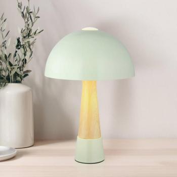 Paulin asztali világítás, zöld/fa hatású, fém, 37 cm, E27 kép