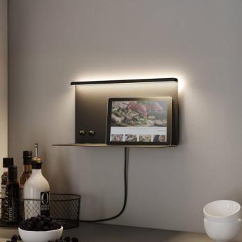 Paulmann LED fali lámpa Jarina fekete 35 cm polc USB-port kép
