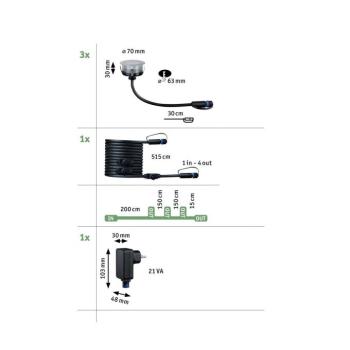 Paulmann Plug & Shine LED süllyesztett lámpa, 2 W, 3 darab, Ø7 cm, IP67 kép