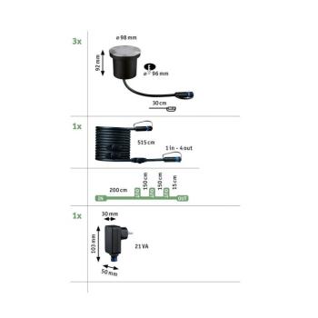Paulmann Plug & Shine LED süllyesztett lámpa, 4,5 W, 3 darab, Ø10 cm, IP67 kép