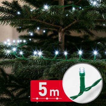 Phenom fényfüzér - 5 m - hideg fehér - 100 LED - 100-240V - 6W - zöld kábel kép