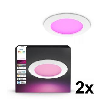Philips - 2 db-os szett LED RGBW, dimmelhető fürdőszobai süllyesztett lámpa Hue SLIM LED/12W/230V IP44 2xP7620