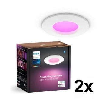 Philips - 2x LED RGBW dimmelhető fürdőszobai süllyesztett mennyezeti lámpa Hue SLIM LED/8,3W/230V IP44 2xP6323 kép