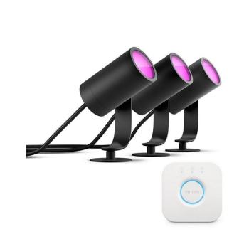 Philips - 3 darabos Hue LILY LED spotlámpa szett, LED/8W/230V, IP65 + Hue Bridge P2465+P1408 kép