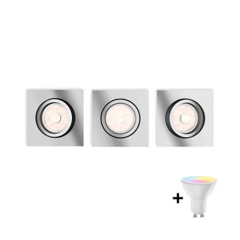 Philips - 3 darabos LED RGBW dimmelhető beépíthető mennyezeti lámpa szett DONEGAL, 1xGU10/4,8W/230V + távirányítóval P1946+3xAI2362 kép