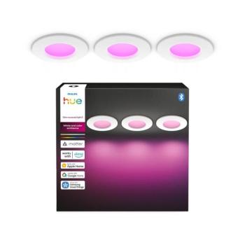 Philips - 3 darabos szett LED RGBW, dimmelhető fürdőszobai süllyesztett mennyezeti lámpatest Hue SLIM LED/8,3W/230V IP44 8721103109170 kép