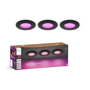 Philips - 3x LED RGBW szett, dimmelhető fürdőszobai süllyesztett mennyezeti lámpatest Hue SLIM LED/8,3W/230V IP44 8721103109293 kép