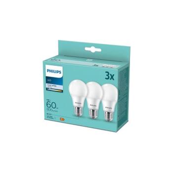 3x Philips LED izzó A60 E27 8W 230V 4000K készlet 8718699694944 kép